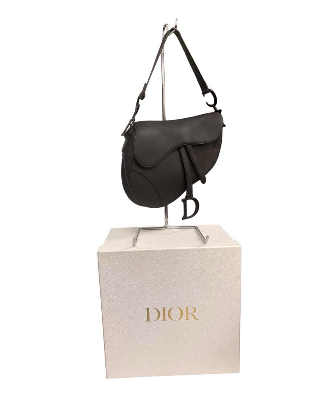 Dior Black Saddle Shoulder Bag with 'D' Charm